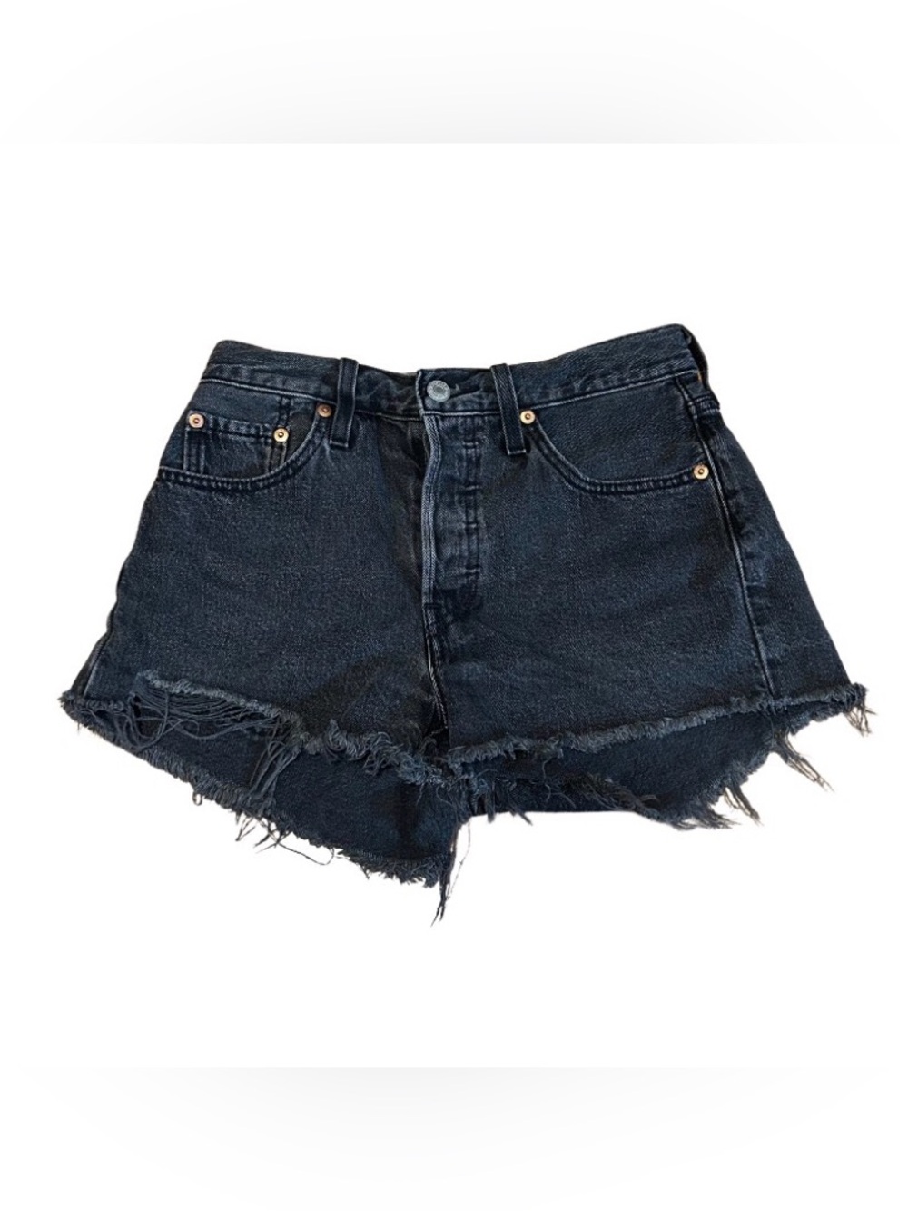 Levi’s 501 Cut Off Denim Shorts | Washed Black | Size 24
